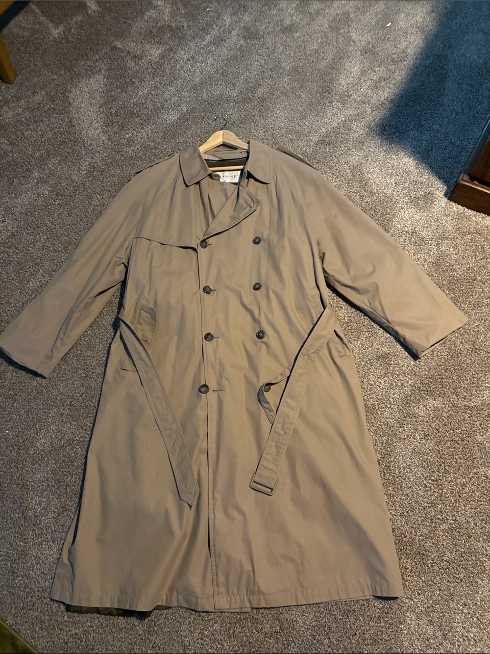 London Fog Men's Double-Breasted Trench Coat in Taupe